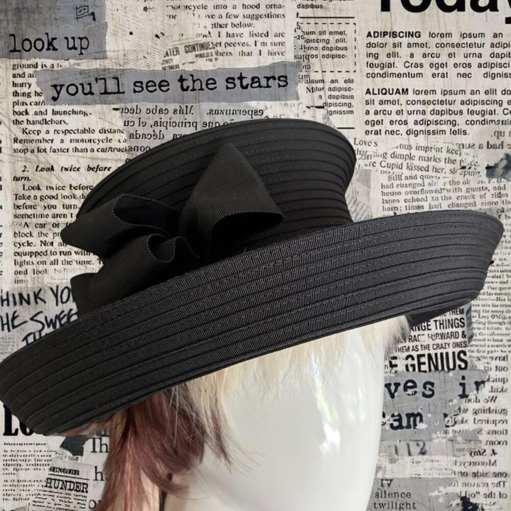 Eric Javits vintage black woven, water repellent hat one size